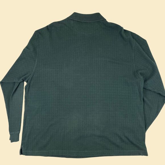 90s/Y2K green XL Roundtree & Yorke polo shirt, vintage mens long sleeve polo - Picture 2 of 8